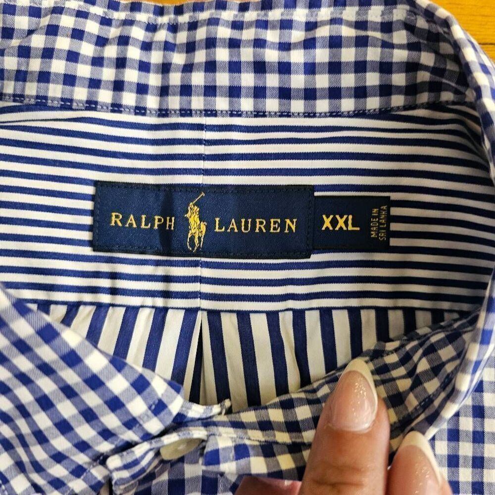 Polo Ralph Lauren White Blue Striped Colorblock Plaid Button Down Shirt Men’s Si - Picture 4 of 8